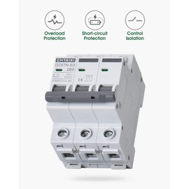 Chtaixi 3 Pole DIN Rail Mount Circuit Breaker, 63 Amp 240V AC Miniature Circuit Breaker, Thermal Magnetic Trip AC Disconnect Switch MCB C63