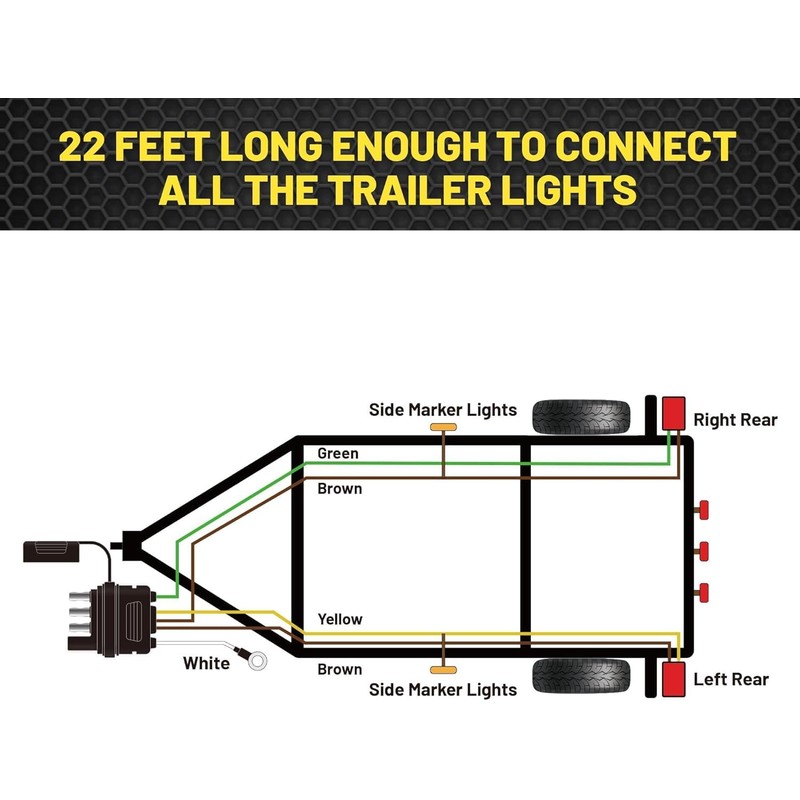 Oyviny 4 Pin 5 Wire Trailer Wiring Harness 22FT for