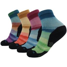 HUSO Outdoor Running Ankle Socks, 4 Pairs, Multicolor, L/XL