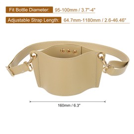 sourcing map Water Bottle Carrier Holder with Strap, 64.7x160mm PU Leather Tumbler Holder Coffee Cup Holder Water Bottle Sleeve Bag for Camping Walking Hiking, Beige