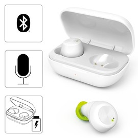 Hama Bluetooth Kopfhörer "Spirit Chop" (In Ear Kopfhörer mit Mikrofon, True Wireless Earbuds mit Ladestation, IPX 4, Laufzeit 16h, kabellose Kopfhörer mit Sprachsteuerung, Siri, Google) weiß