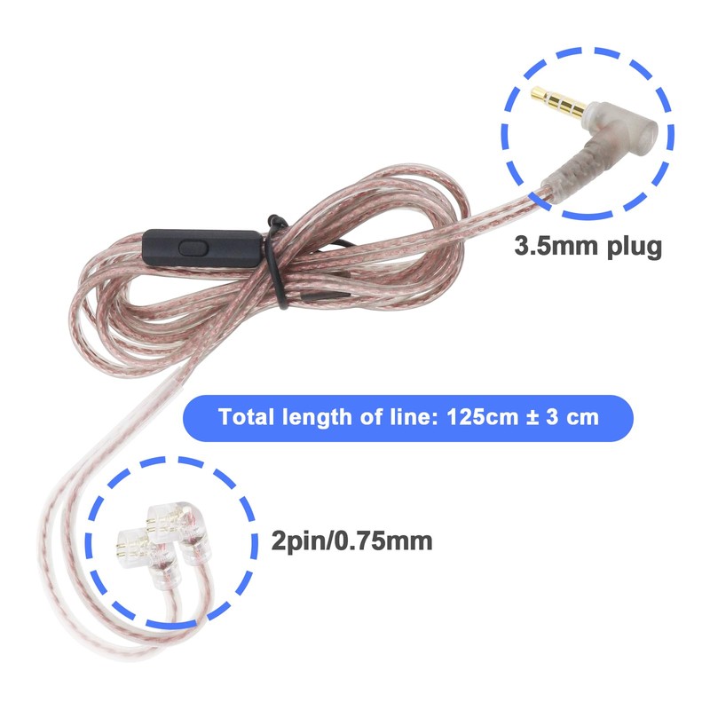 Create idea C Pin 3.5mm Earphone Replacement Cable with Microphone