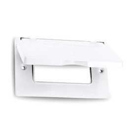 SIGMA ENGINEERED SOLUTIONS 14249WH Weatherproof Outdoor GFCI Outlet Cover, White, Metal, 1-Gang, Horizontal