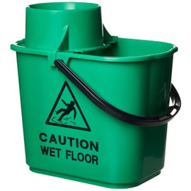 2Work Plastic Mop Bucket with Wringer 15 Litre Green 102946GN