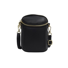 Whatna n646 Cow Leather Mini Shoulder Bag, Women's Pochette, Mother's Bag, Small, Book, Leather, Thick, Lightweight, Shoulder Bag, Mini Bag, Women's, Work, Travel, Smartphone Pouch, Black