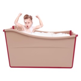 Foldable Bathtub, Portable Folding Bathtub Mini Collapsible Bathtub 22.45gal Capacity Bathtub Bucket Foldable Freestanding Water Tub for Home Sauna Spa Soaking Bath Sweat Steaming (Large Pink)