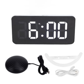 LED Digital Alarm Clock USB Charging Mirror Clock with 4 Function Keys and 2 Time Mode Options