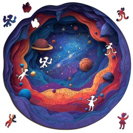 MEATRN Wooden Puzzles for Adults - Solar System Planet Jigsaw Puzzles, Outer Space Unique Shape Creative Home Decorative, Challening Wood Puzzle Gift for Kids, Family Game, 199 Pcs, 11.2x11.1 in