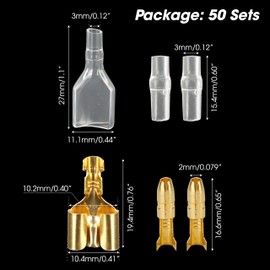 50 Sets Double Spade Connector 2 to 1 Motorcycle Wire Splice - for 4mm Bullet Crimp Terminal Heat Shrink Butt Diameter Male Female 1:2 Transparent Sheath with Sleeve, Electrical Connecting Tool