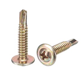 uxcell 100Pcs #10x1 Phillips Head Self Tapping Screws, Carbon Steel Self Drilling Flat Head High-Strength Quick Tapping Screws Wood Screw for Wood, Metal, Plastic, Color Zinc