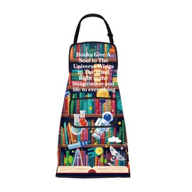 ENSIANTH Book Aprons with Pockets Book Lover Gifts Librarian Gifts Cooking Kitchen Home Apron Bookish Nerd Reader Bookworm Gift (Book Aprons)