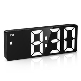 OQIMAX Digital Clock, Alarm Clocks with 6.5' Large Display, Touch Snooze, LED Desk Clock with 4 Adjustable Brightness, 12/24H, Digital Alarm Clock with DST, Easy to Set for Home, Office, Gifts