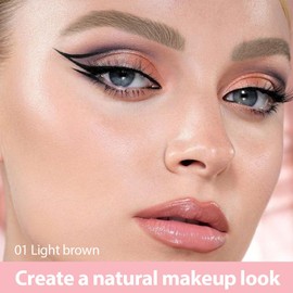 evpct Kaely 2Pcs Light Brown Magic Microblading Dual-Ended Eyebrow Contouring Pen Brow Pencil, with 4 Brush Micro-Fork-Tips Applicator and Precise Brush-Tip Hair Like Strokes, Dual-ended Eyebrow Brush