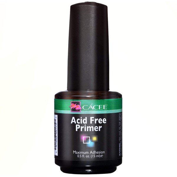 Nail Primer For Acrylic Nails, Acid Free No Burn 0.5 oz by Cacee, Low Odor, Polish for UV/LED, Use On Natural Nails Before Color Gel Polish & Acrylics, Protect & Strengthen