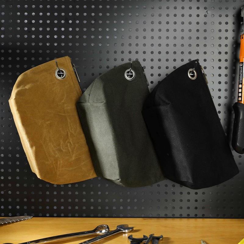 Heavy Duty 16oz Waxed Canvas Tool Storage Bags, Standable One-Piece