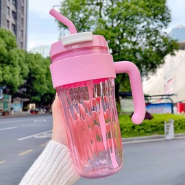 920ml Large Capacity Handheld Water Bottle Leakproof Sports Water Bottle with Straw for Sports Office Pink