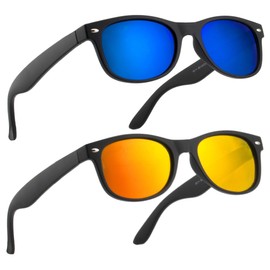 2 Pack Reader Sunglasses for Men Women Classic Rectangle Reading Glasses Outdoor Full Lenses Magnifying Eyewear UV Protection Black Bue/Black Red+2.5