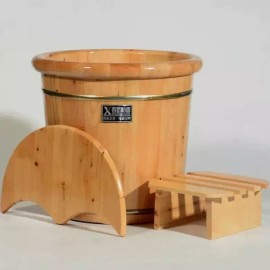Jangseongtang 히노끼족욕통 발습식 편백나무 건식 발찜질 40CM [G. C u 캐릭터 커버] Hinoki Foot Bath Tub with Dry Heat Therapy from Cypress Wood 40CM [G. C u Character Cover]
