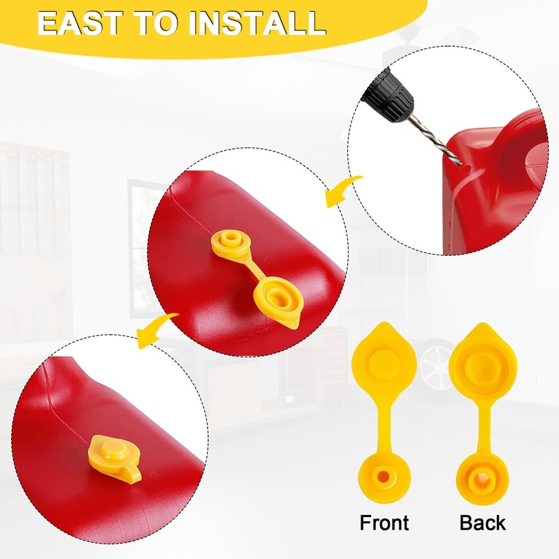 Oraivy 12 PCS Universal Yellow Gas Can Vent Caps, Fuel