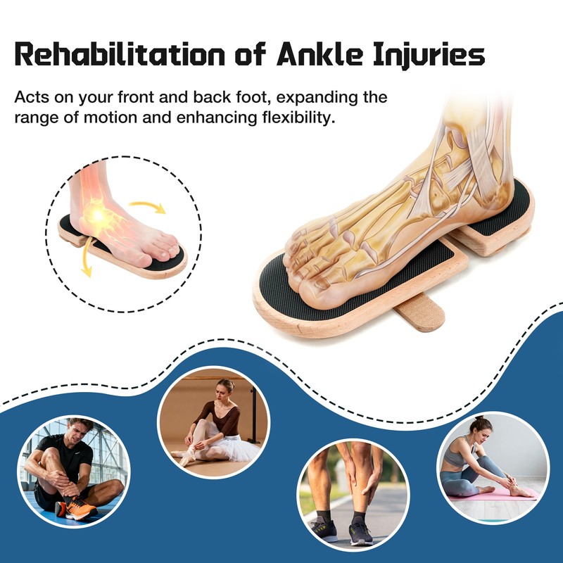 Ankle Balance Board - Premium Solid Birchwood Foot Strengthener for
