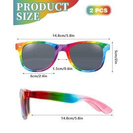 HZAOPZE Pack of 2 rainbow sunglasses, outfit for men and women, colourful glasses, party glasses, rainbow sunglasses, for hippie costume accessories, fancy dress party glasses accessory, rainbow