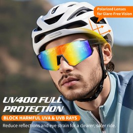 Mayoii 3 Pack Polarized Cycling Sunglasses for Men Women, UV400 Safety Glasses, Lightweight Sports Sunglasses for Running Driving Hiking Fishing (A)