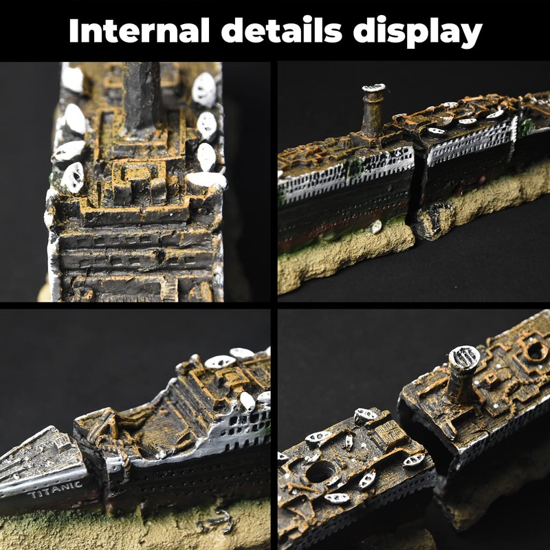 fazhongfa Aquarium Titanic Shipwreck Decorations Resin Wreck Ship Fish Tank