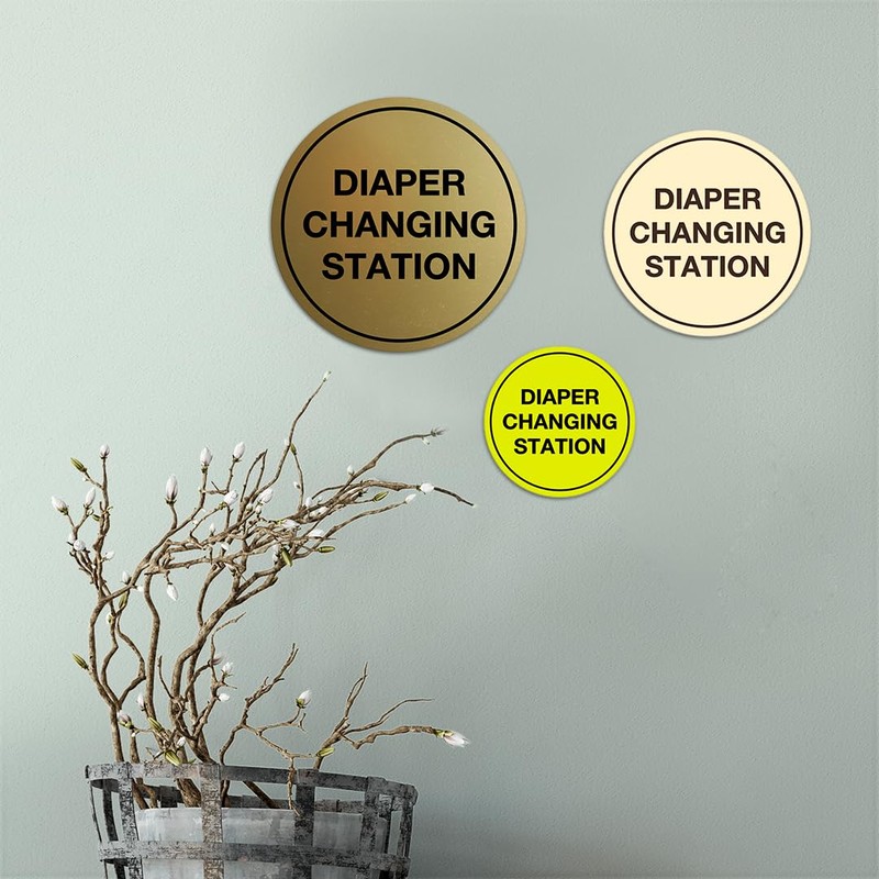 Signs ByLITA Circle Diaper Changing Station Sign (Dark Brown) -