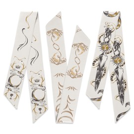 3 Pack Scarf Bags for Women Silk Neck Handbag Scarf Hair Neck Narrow Scarves Women's Fashion Scarves (Lattice)