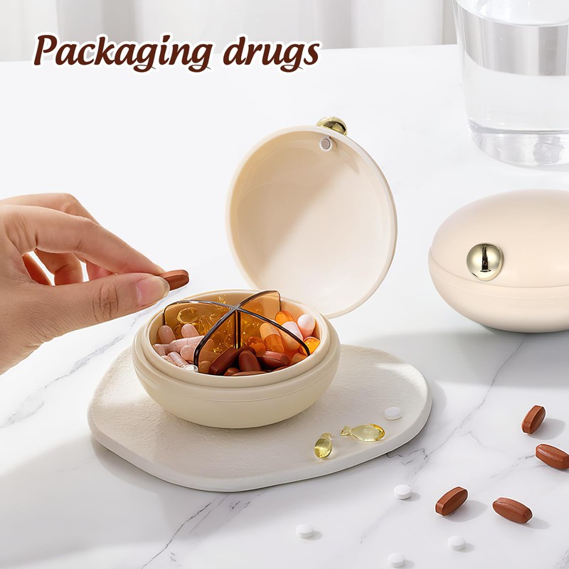 ULTECHNOVO Daily Pill Organizer, Portable Pill Box Organizer, 4 Compartments