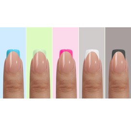 Jsiallye French Tip Press On Nails, 150Pcs French Gel Nail Tips Short Square, Soft Gel Pre-shaped No Need to File 3 in 1 Tips, Fake Nails for Nail Art DIY Extension Designs 15 Sizes