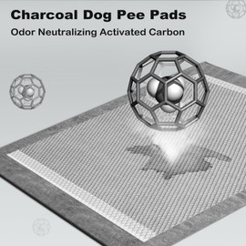 MIZOK Pee Pads for Dogs 23X24in Dog Pee Pads, Charcoal Odor Eliminating Wee Wee Pads for Dogs Absorbs Up to 4 Cups Urine, 6 Layers Leak-Proof Puppy Pads (50 Counts)