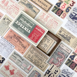 TNYKER 60pcs Antique Retro Mini Memo Junk Journal Collage Notebook Notebook Album Calendar Paper Box (Tickets)