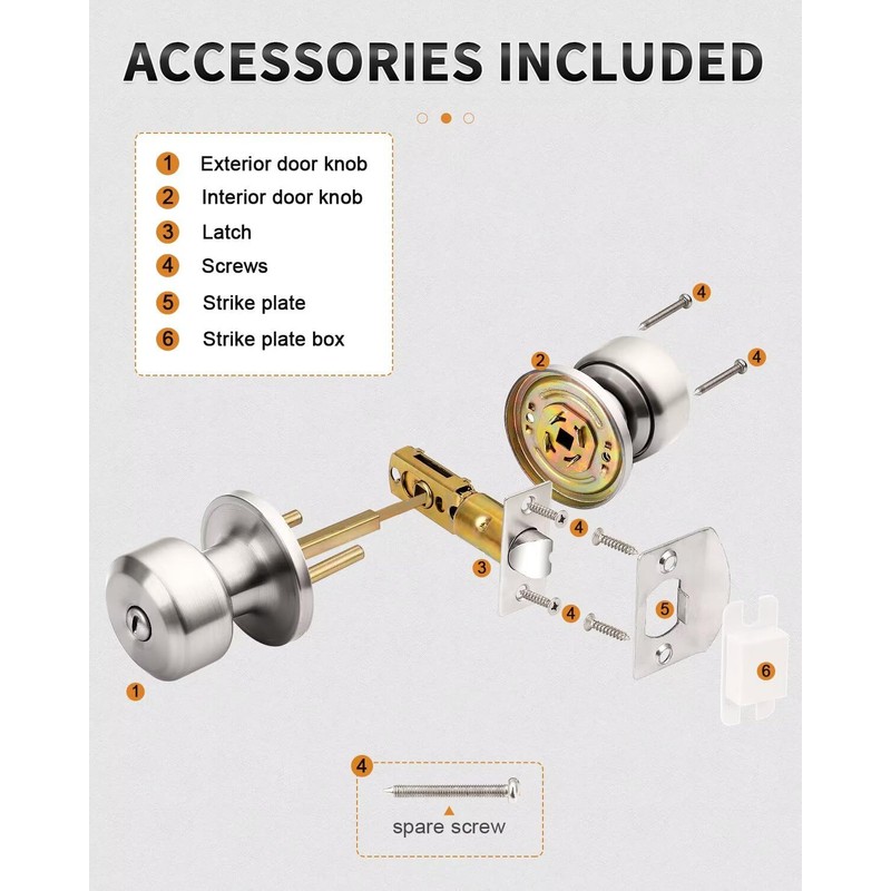 Probrico 10 Pack Brushed Nickel Door Knob Without Key Privacy