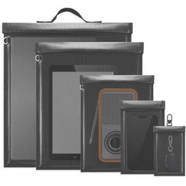 5 Pack Faraday Bags with Handle, Large Faraday Cage, Anti-Tracking Faraday Bag for Laptops & Tablets & Phones & Car Keys, Fireproof & Waterproof RFID Signal Blocker Faraday Pouch, Faraday EMP Bag