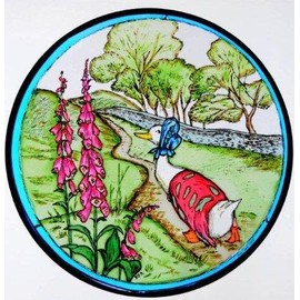 Winged Heart presented by Celtic Glass Designs Static Window Cling in Beatrix Potter's Jemima Puddleduck Design.