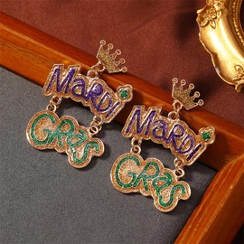 Mardi Gras Dangle Earrings for Women Carnival Colorful Hats Boots Crown Drop Earrings Holiday Party Mardi Gras Accessories Jewelry Gifts-Mardi Gras