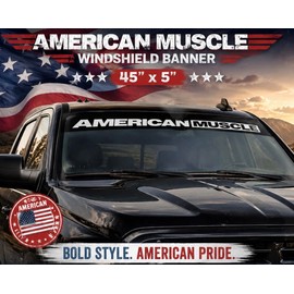 American Muscle USA - Calcomanía para coche, camión, parabrisas, 45 x 5 pulgadas, vinilo troquelado con letras blancas