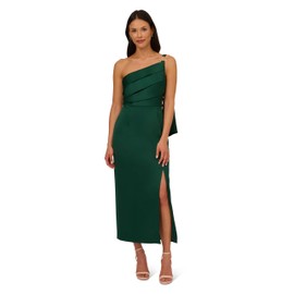 Adrianna Papell Women's Satin Crepe Dress, Deep Forest