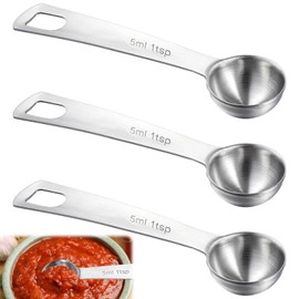 3 Pcs (5 ml | 1 tsp | 5 cc | 1/3 Tablespoon) Measuring Spoons Stainless Steel Table Spoons Metal Spoon for Kitchen Cooking Spoon