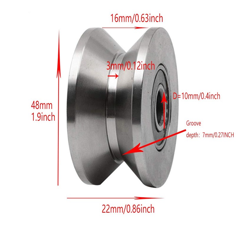 Chiloskit 304 Stainless Steel Pulley Roller Wheel Bearing V Groove