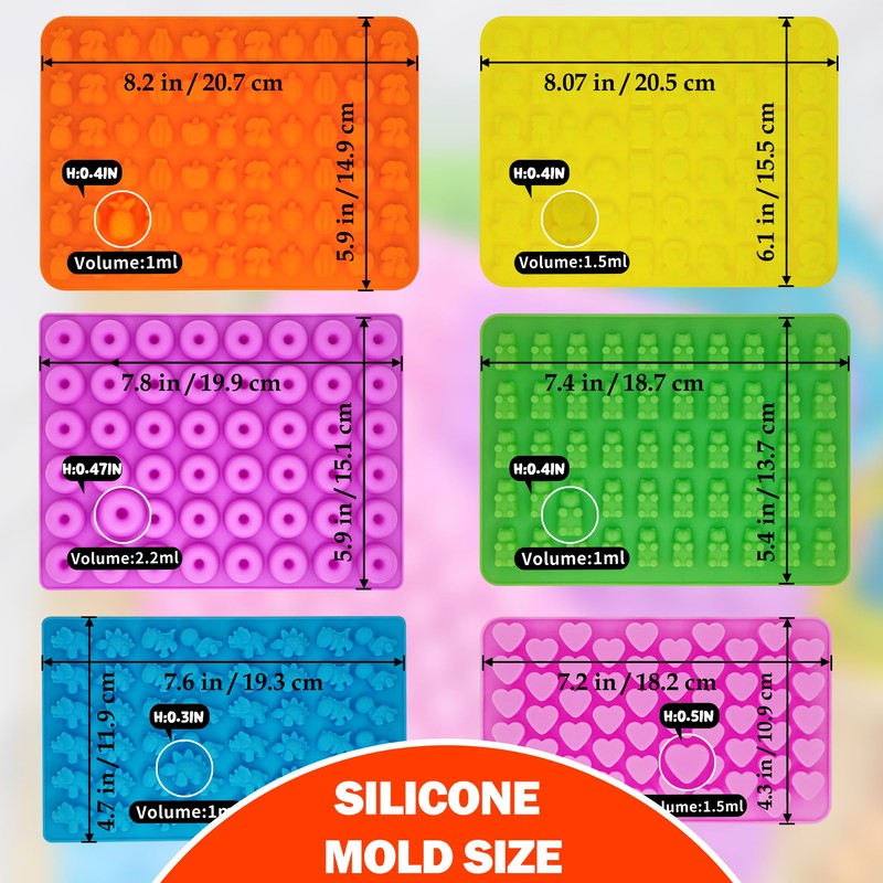 112PCS Mega Silicone Gummy Candy Molds Kit with 4 Droppers