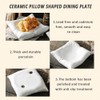 White Ceramic Square Dinner Plate Pillow Shaped, Simple and Vivid