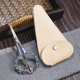 HITOPTY Sewing Scissors Embroidery Scissors with Sheath, Craft Scissor for Needlework Artwork Threading Cross Stitch Handicraft DIY Tool, 4.5in Sharp Shears (Rainbow)