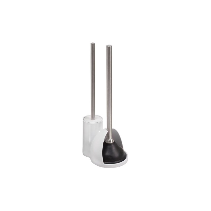 iDesign Plastic Toilet Bowl Plunger Set, Slim Compact Combo, 7.5"