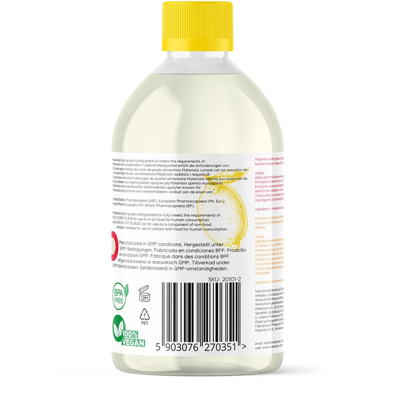 Materialix Food Grade Chopping Board Oil - Lemon, Orange and