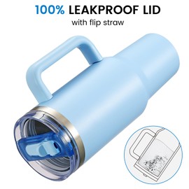 Muwnrol 40 oz Tumbler with Handle, Flip Straw Lid, Leakproof Design, Stainless Steel Insulated Cup, Double-Wall Vacuum Insulation for Hot & Cold (Hot Pink)