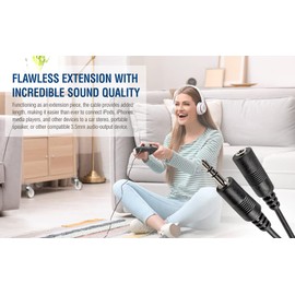 iMBAPrice 12 Feet 3.5 mm Male to Female Stereo Audio Extension Cable for Headphones and Earphones, Smartphones, MP3 Players and More