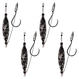 MiOYOOW Catfish rig floats set, 4 pieces catfish fishing leader set, catfish rig device catfish hooks with rattles and floats for catfish fishing