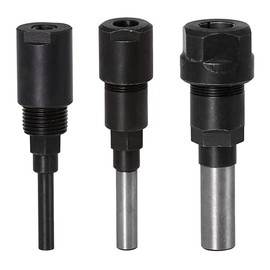 TOPWAY 3 Pieces 1/2 Inch, 1/4 Inch and 8 mm Shank Milling Bit Collet Extension Rod Woodworking Trimming Engraving Milling Extension Adapter